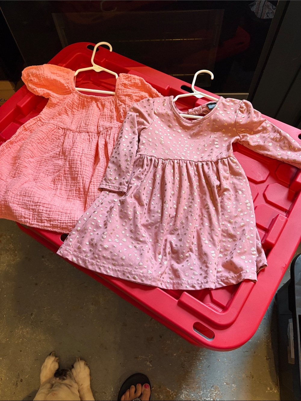 Girls' Long-Sleeve Pink Heart Print Casual Dress